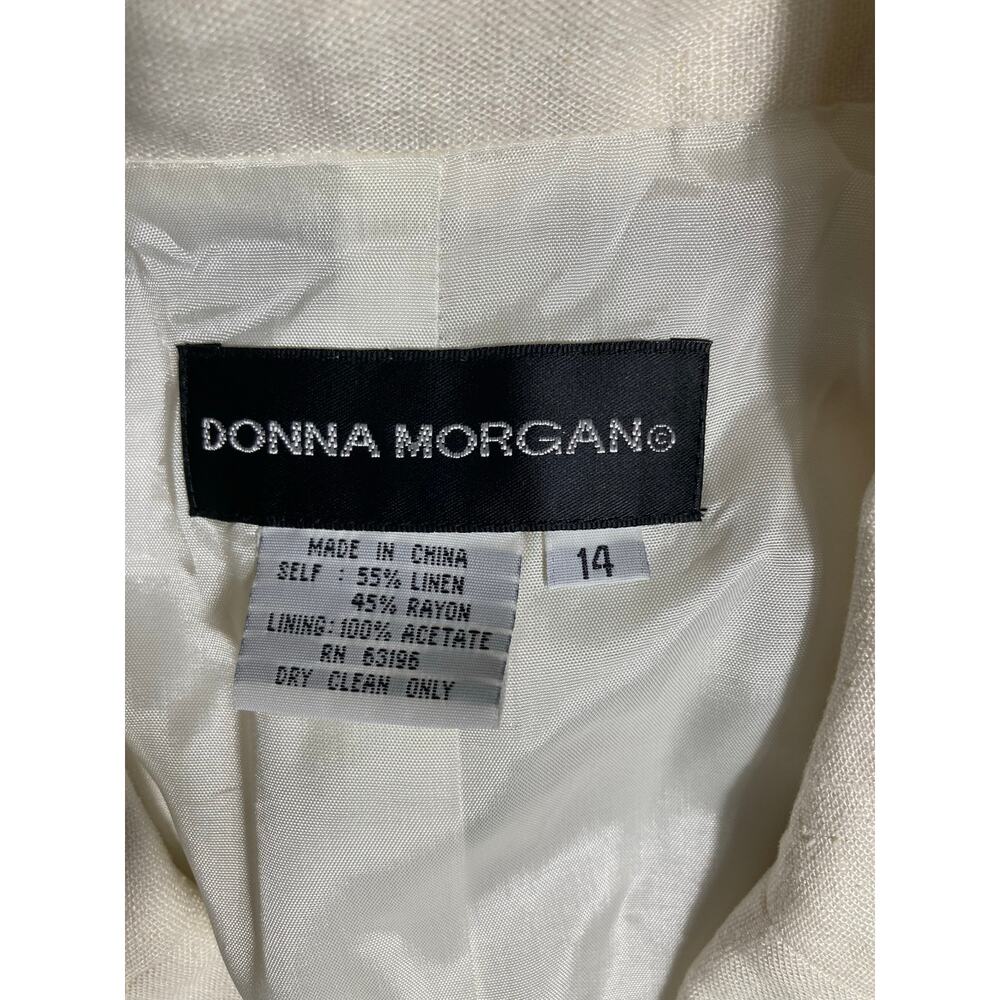 Women's Linen Blazer Blouse Donna Morgan White Floral Print w/ Tags Size 14 NEW - Picture 5 of 8